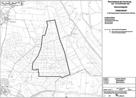 Übersichtskarte der Verordnung des Naturschutzgebietes Giebelmoor