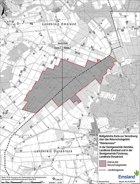 Verordnungskarte des Naturschutzgebietes "Hahnenmoor"