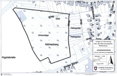 Verordnungskarte für das Naturschutzgebiet "Mühlenberg"