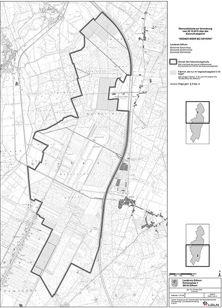 Übersichtskarte der Verordnung des Naturschutzgebietes Großes Moor bei Gifhorn