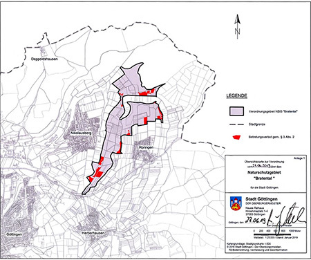 Verordnungsübersichtskarte des Naturschutzgebietes "Bratental"