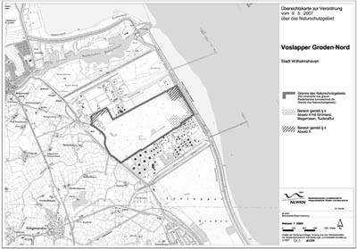 Übersichtskarte für das Naturschutzgebiet "Voslapper Groden Nord"