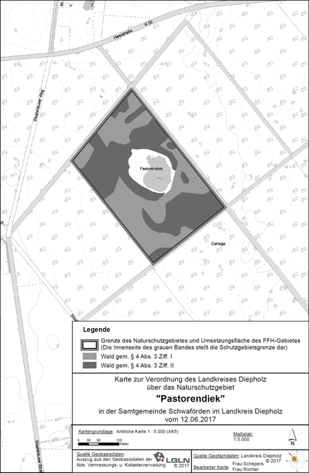 Verordnungskarte des Naturschutzgebietes "Pastorendiek"