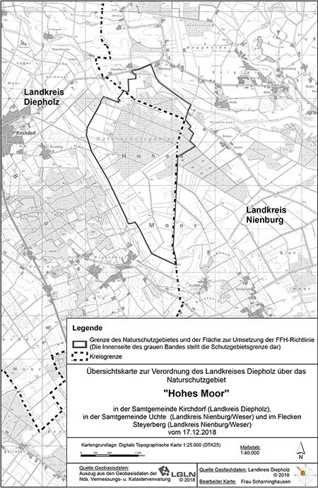 Übersichtskarte der Verordnung des Naturschutzgebietes Hohes Moor