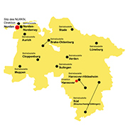 NLWKN-Standorte in Niedersachsen