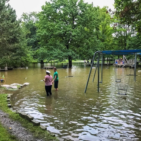 Hochwasser 2017: Überschwemmter Inselwallpark in Braunschweig (Foto: Markus Anhalt)