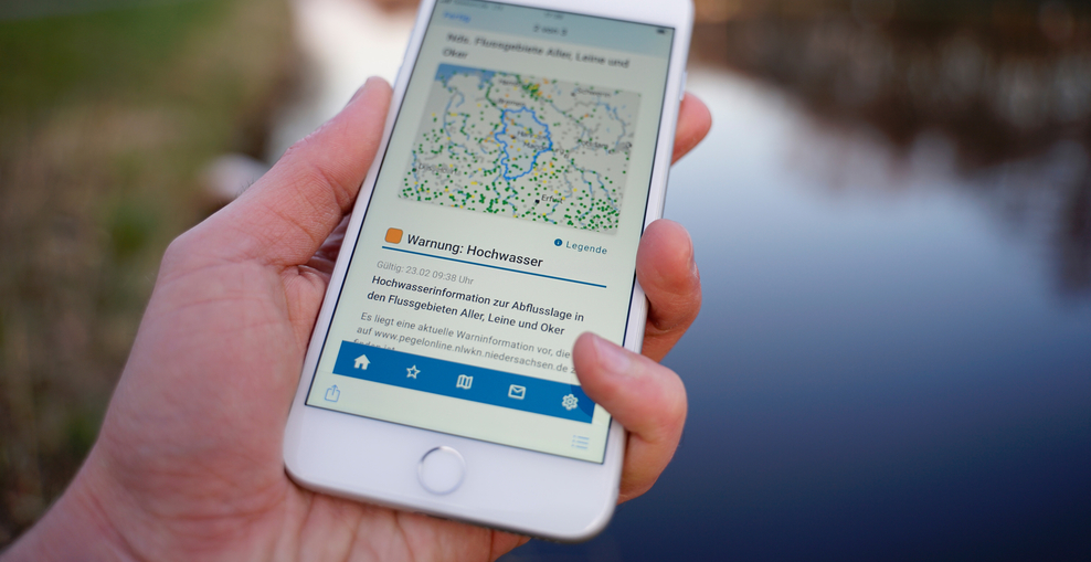 Droht ein Hochwasser in meiner Region? Die optimierte Version der App „Meine Pegel“ ermöglicht ein detailliertes Bild über die aktuelle Gefahrenlage. Sie steht ab sofort für Android und iOS zur Verfügung (Bild: Lippe/NLWKN).