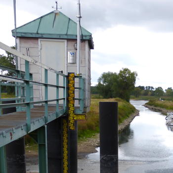 Historische Niedrigwassersituation an der Elbe 2019.