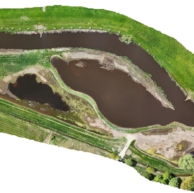 Drohnenaufnahme des 2024 renaturierten Abschnitts