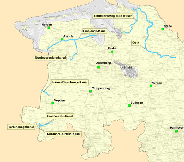 Die Kanäle des NLWKN in Niedersachsen